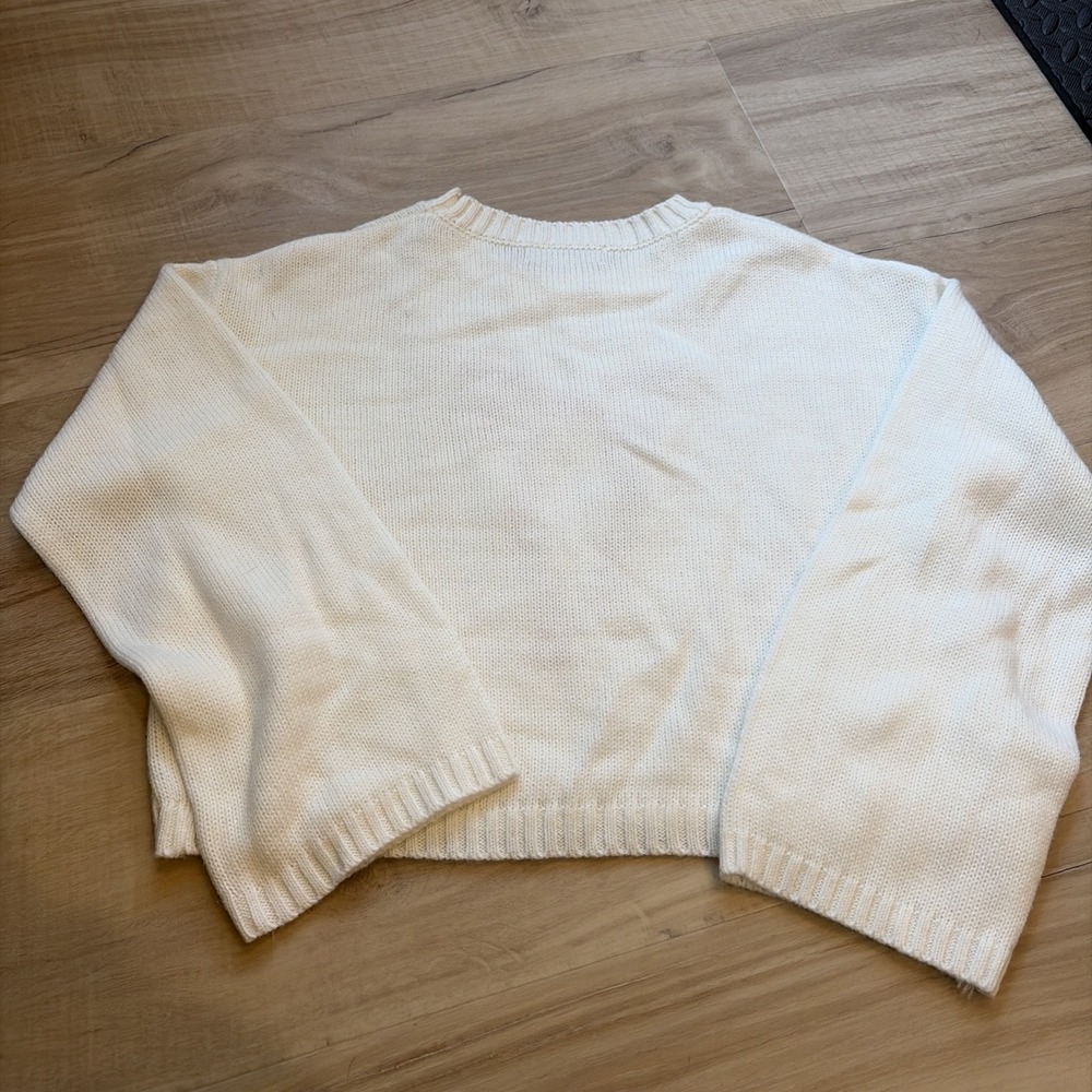 Sincerely Jules Women's Sweater Size Large White Long Sleeve Cropped - Picture 5 of 5